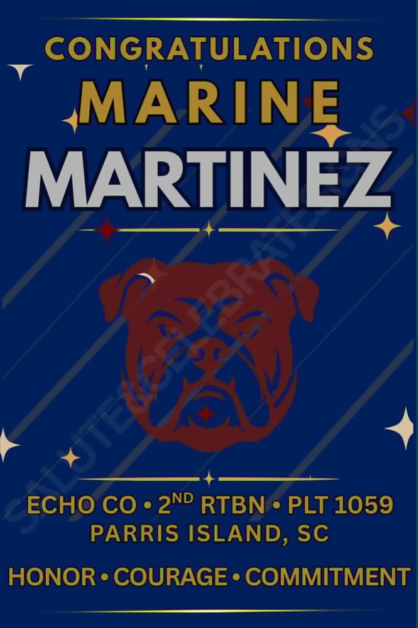 Watermarked Marine graduation poster for Martinez